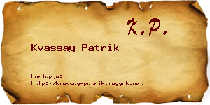 Kvassay Patrik névjegykártya